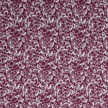 Stretch-Satin Martha, cremefarbenen Blumen auf Bordeaux
